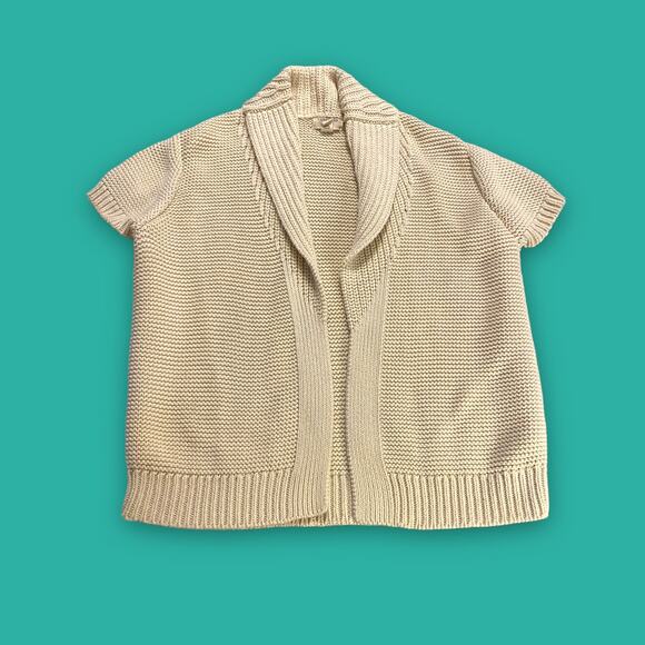 Lands' End Canvas 1963 Collection Cotton Cable Knit Short Sleeve Cardigan XS - Picture 1 of 5
